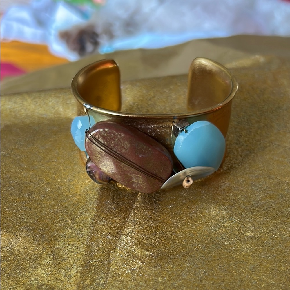 A Classy Chic Boutique Gold and Blue Bohemian Bracelet